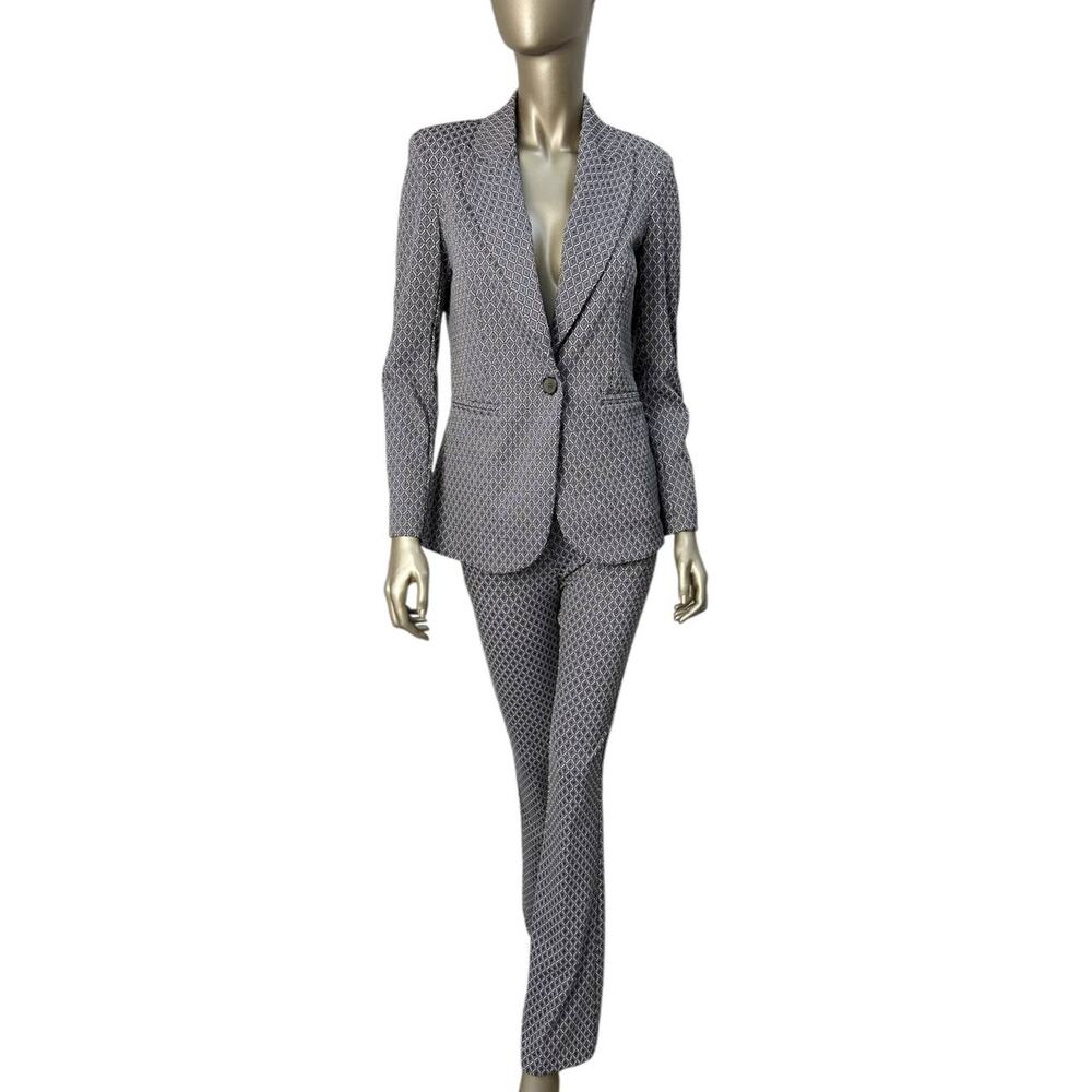 Maryley Fitted Jacquard Geometric Pattern Suit Sz.XS